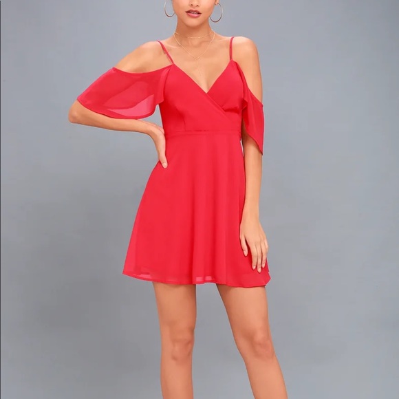 Cosmopolitan Red Off-the-Shoulder Skater Dress - Picture 1 of 11